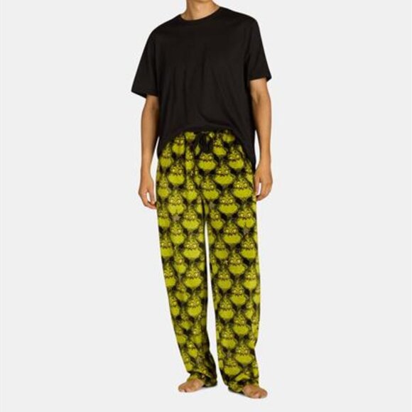 NWT Men's Dr. Seuss Grinch Fleece Sleep Pants, Pockets, Elastic Waist/Drawstring - Picture 5 of 5